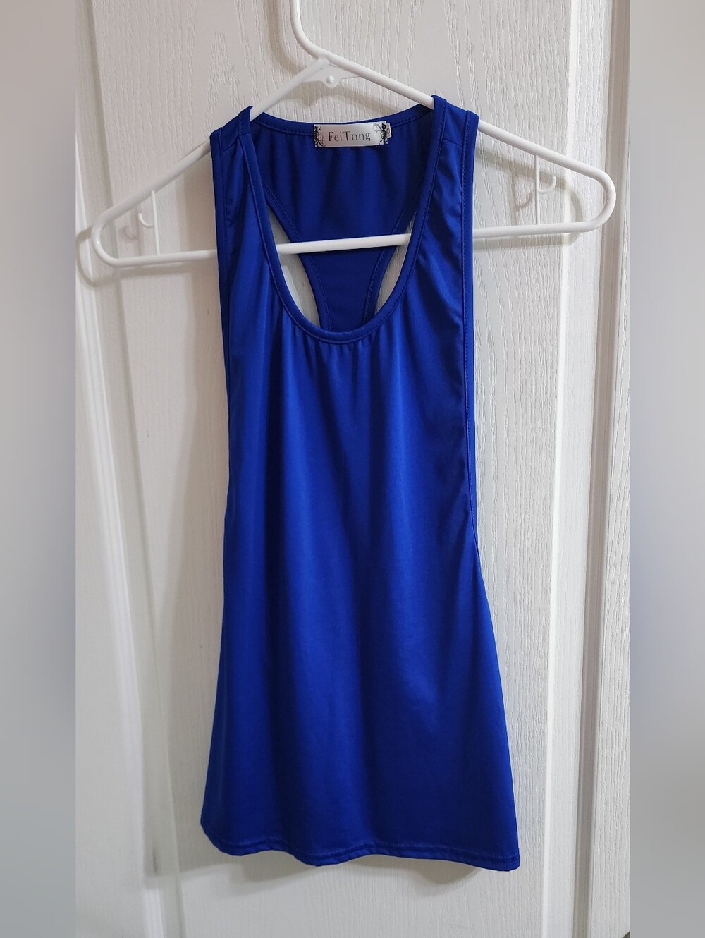 Women's Blue Racerback Tank - Athletic Scoop Neck
